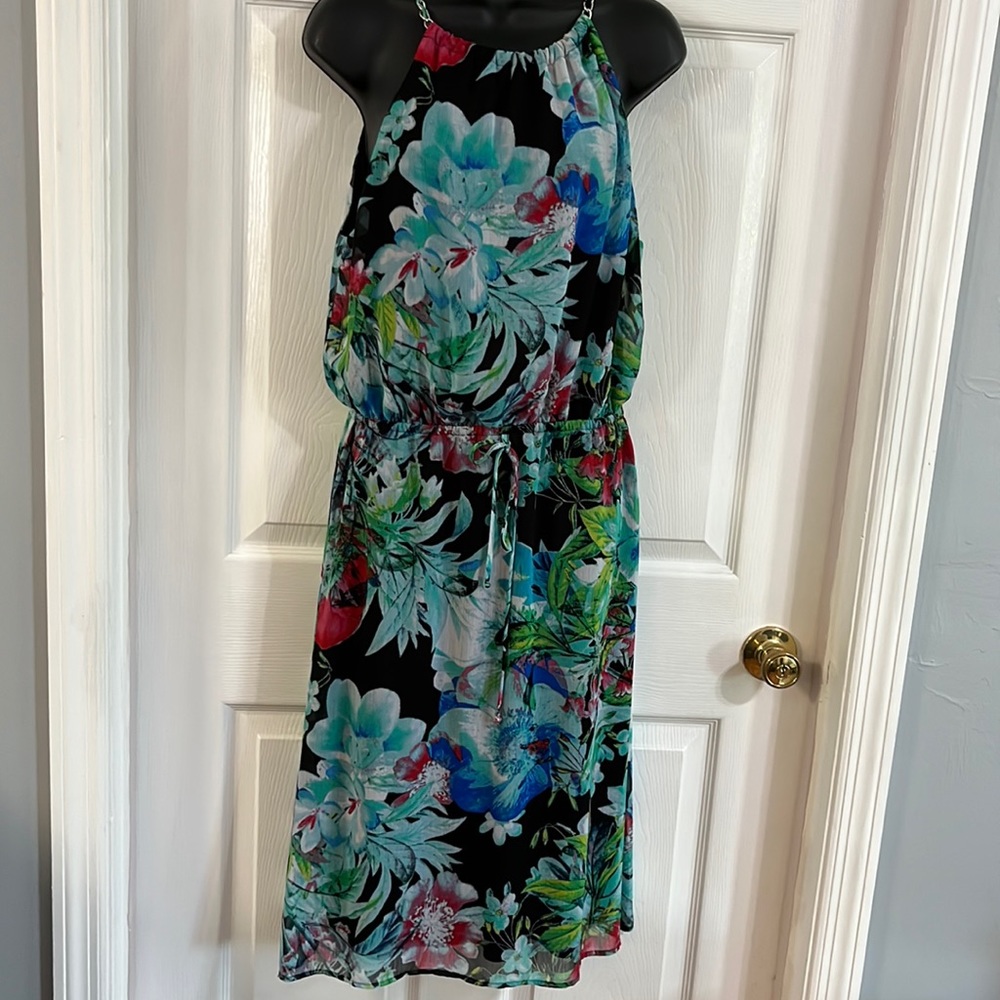 Connected Apparel multi-colored , sleeveless midi, size 10.